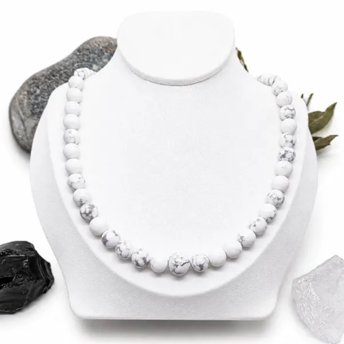 Collier perles de howlite naturelle | collier turquoise blanche | bijou pierre naturelle