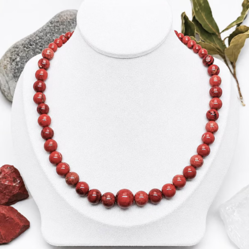 Collier jaspe rouge en perles naturelles | collier pierre naturelle rouge | bijou pierre fine