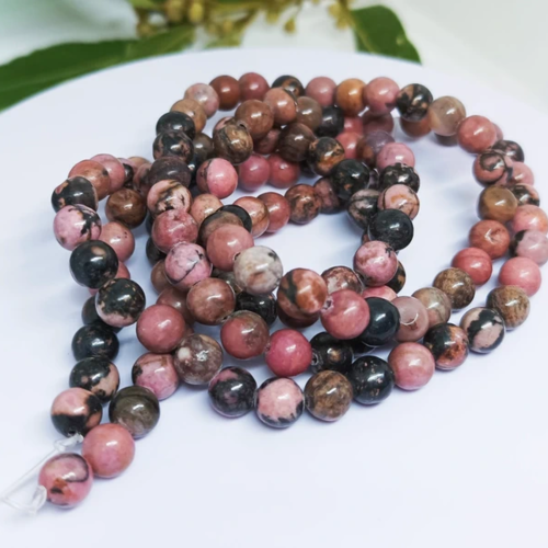 120 perles en rhodonite naturelle 6mm | perles roses pour bijoux | rhodonite véritable