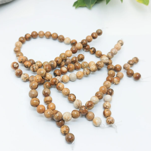 Perles jaspe paysage naturel 6mm | lot de 120 perles lithothérapie pour colliers​, bijoux