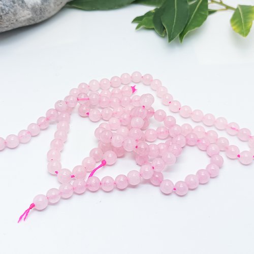 Perles quartz rose naturel 6mm | lot de 120 perles lithothérapie pour colliers​, bijoux