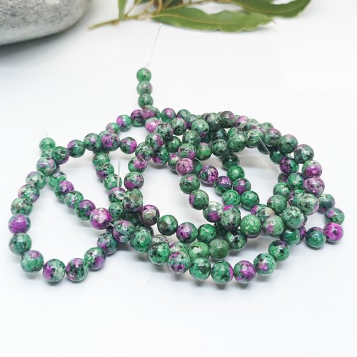 Perles rubis zoisite naturelle 6mm (anyolite) | lot de 120 perles lithothérapie en pierre véritable