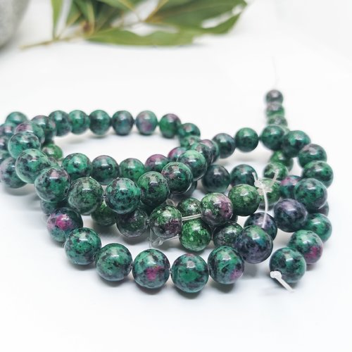 Perles rubis zoisite naturelle 8mm (anyolite) | lot de 90 perles en pierres précieuses pour bijoux