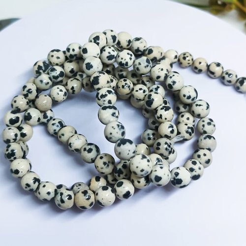 Perles jaspe dalmatien - 6mm - lot de 120 perles | jaspe lamparci, tacheté, moucheté