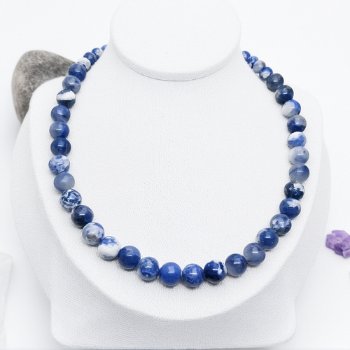 Collier en sodalite naturelle | bijou pierre bleue naturelle | collier perles sodalite