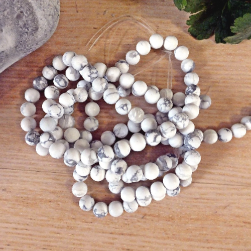 Howlite - lot de 90 perles en (turquoise blanche) naturelle