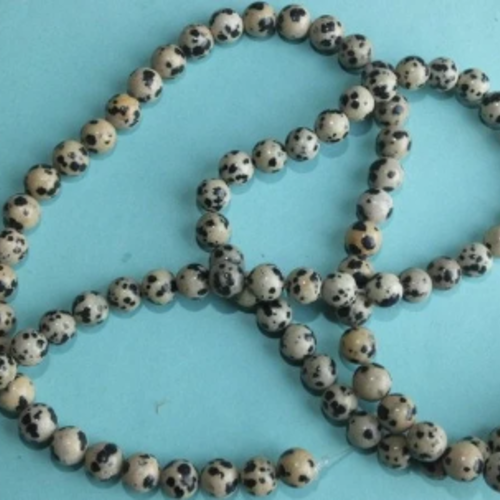 Jaspe dalmatien : lot de 90 perles 8 mm en pierres naturelles (jaspe dalmate // jaspe lamparci)