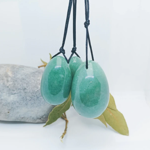Lot de 3 œufs de yoni en aventurine verte naturelle