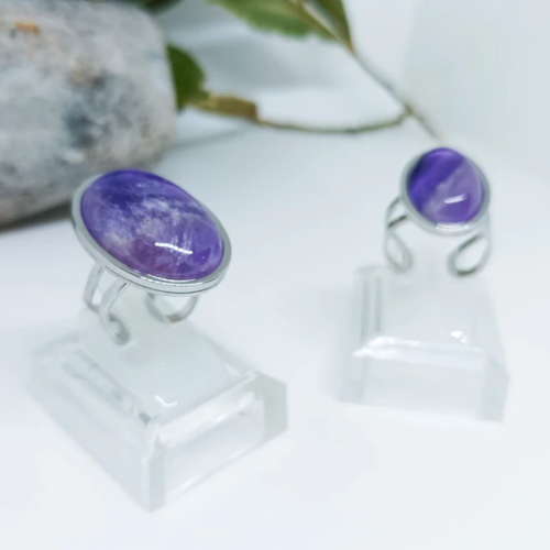 Bague en améthyste naturelle | bague lithotherapie | anneau en piierre naturelle violette