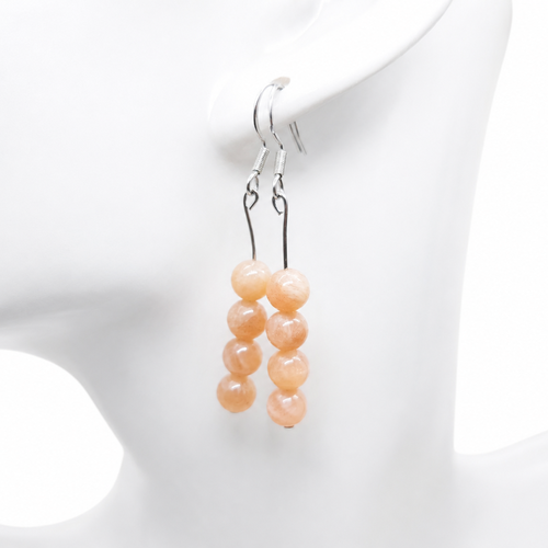 Boucles d'oreilles en pierre de soleil naturelle | boucles d'oreilles pierre orange​ | héliolite