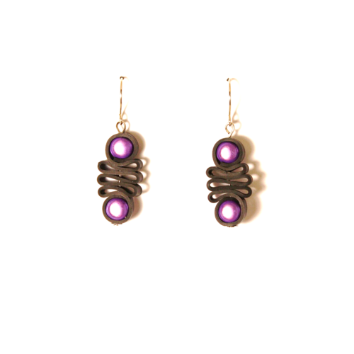 Boucles d'oreilles chambre à air recyclée violet pm - bijoux recyclés