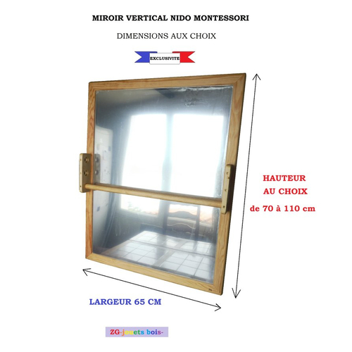 Miroir Montessori 65 X 65cm Miroir Avec Barre De Maintien Reglable Encombrement Faible Amenagement Nido Un Grand Marche