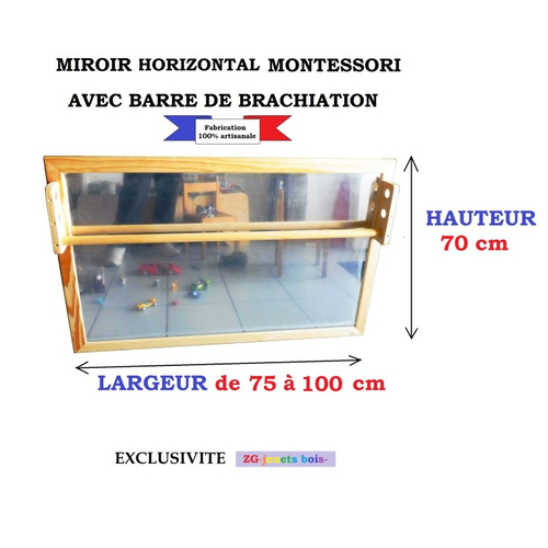 Miroir Montessori 65 X 65cm Miroir Avec Barre De Maintien Reglable Encombrement Faible Amenagement Nido Un Grand Marche