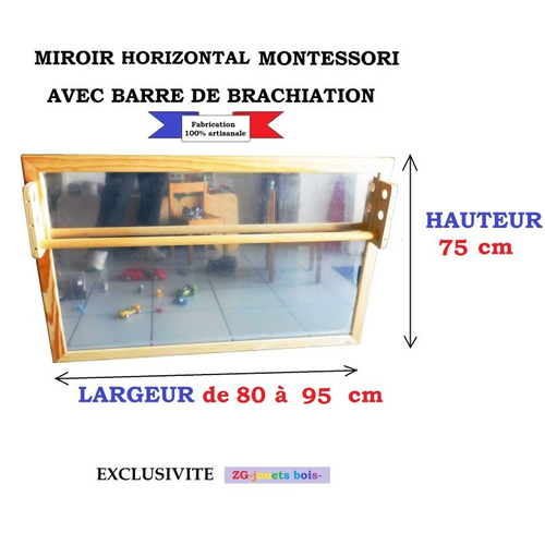 Miroir Montessori 65 X 65cm Miroir Avec Barre De Maintien Reglable Encombrement Faible Amenagement Nido Un Grand Marche