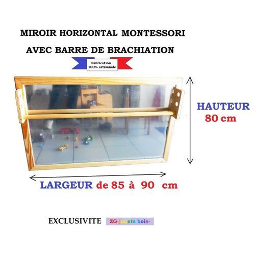 Miroir Montessori 110 X 70 Horizontal Taille Standard Miroir Incassable Avec Barre De Maintien Reglable Amenagement Nido Un Grand Marche