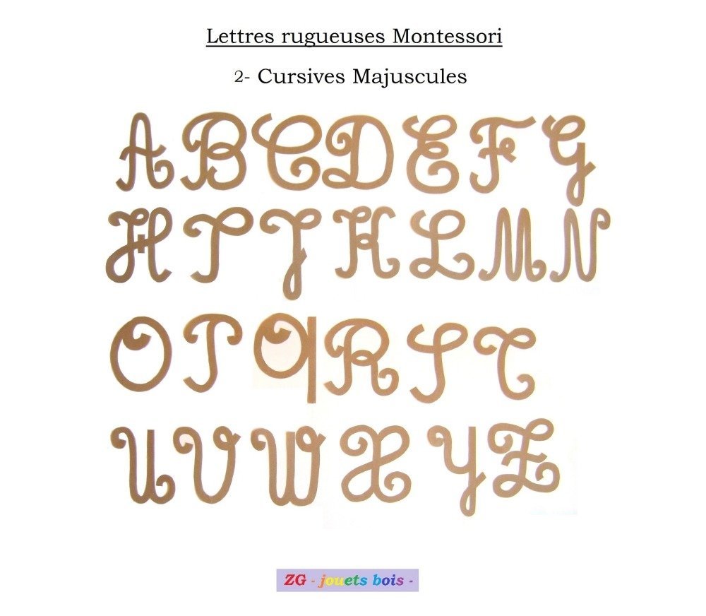 Lettres Rugueuses Montessori Cursives Majuscules Decoupees Un Grand Marche
