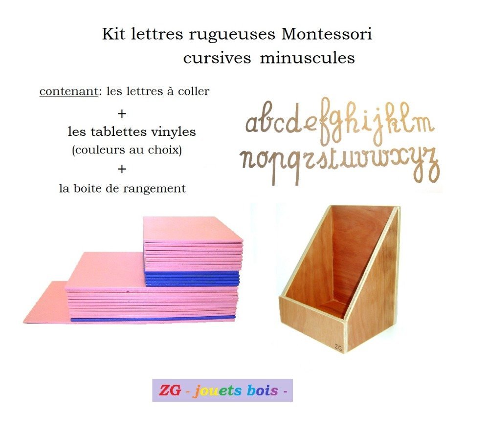 Lettres Rugueuses Montessori Cursives Minuscules Couleur Au Choix Un Grand Marche