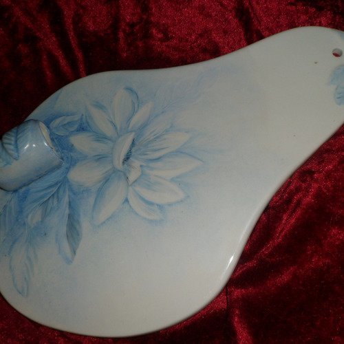 Pense-bête en porcelaine de limoges motif fleur bleue personnalisable