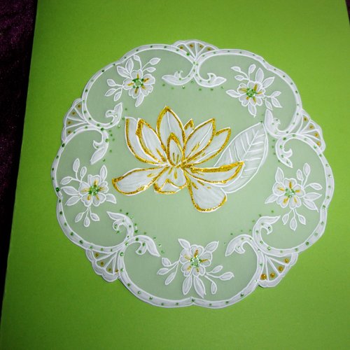 Carte en pergamano motif lotus jaune, personnalisable