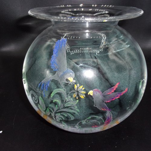Vase boule motif oiseaux, personnalisable