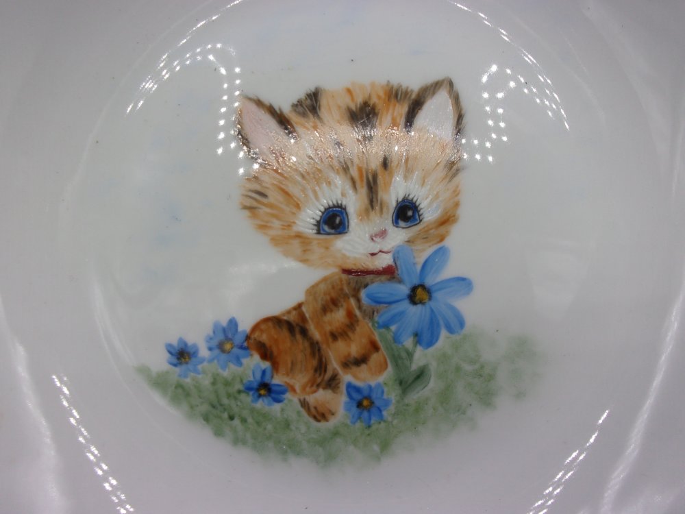 Assiette enfant motif chat , personnalisable - Un grand marché