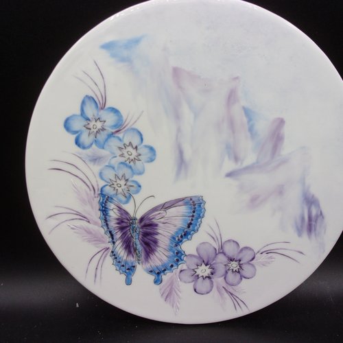 Plaque de porte ou plaque de villa en porcelaine peinte main motif papillon, personnalisable