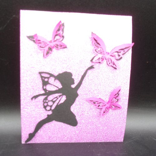 Carte  en pergamano motif fée et papillons personnalisable