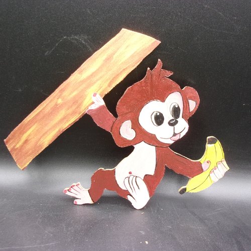Plaque de porte en bois motif singe, personnalisable