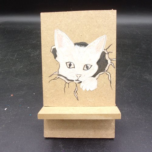 Repose portable en bois peint main motif chat