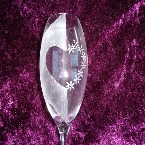 6 flutes à champagne motif fleurs , personnalisables