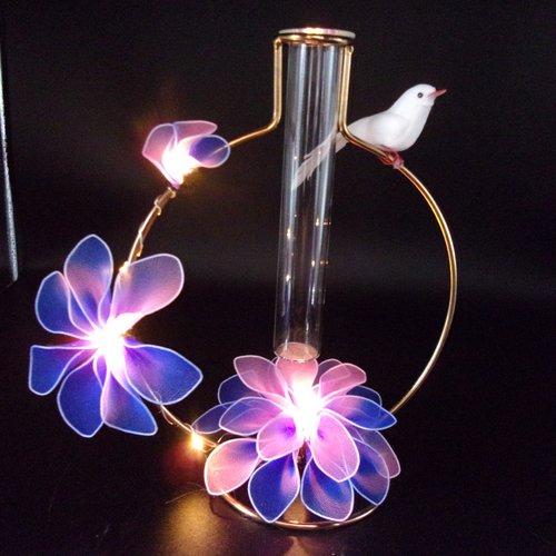 Soliflore ou vase avec fleurs lumineuses