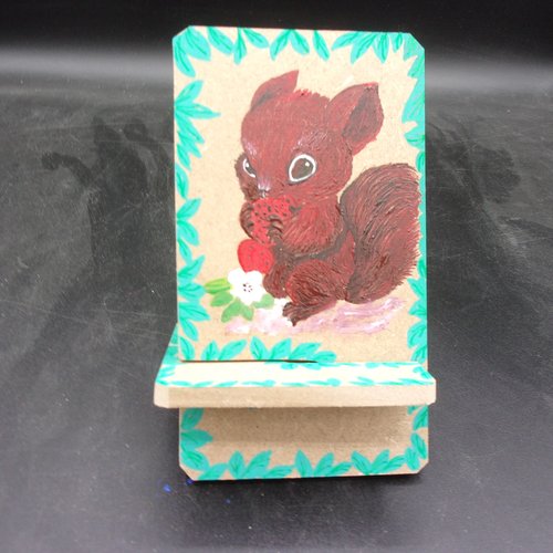 Repose portable en bois peint main motif ecureuil