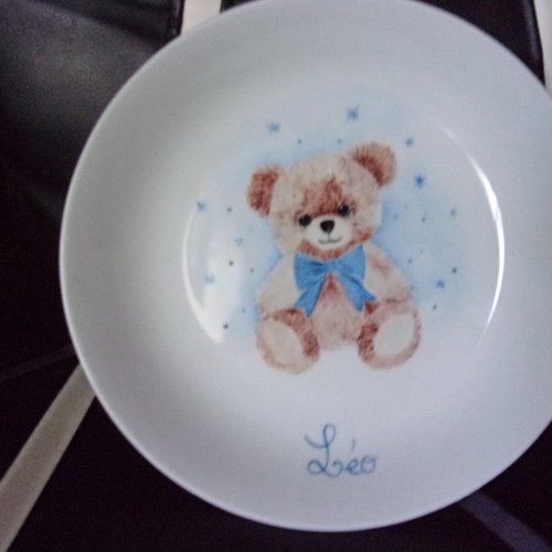 Assiette enfant motif nounours personnalisé