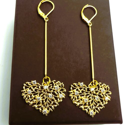 Boucles d'oreilles raffinées en laiton doré et strass - intemporelles, fait main - idée cadeau élégante pour femme