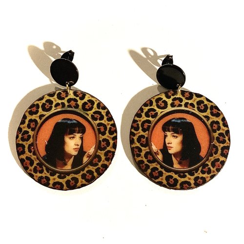Boucles d’oreilles pulp fiction motif léopard