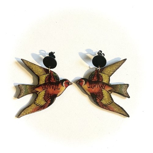 Boucles d’oreilles oiseaux multicolores