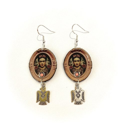 Boucles d’oreilles médaillon frida roses