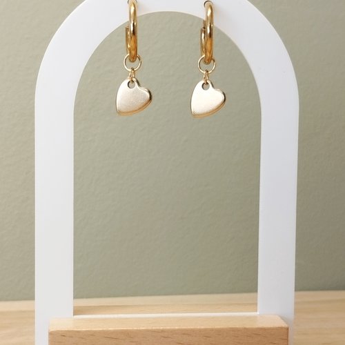 Boucréoles petits coeurs pour oreilles non percées