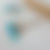 Kit boucle d'oreille crochet connecteur en métal bronze-  verre bleu vert- 6 cm - 211 