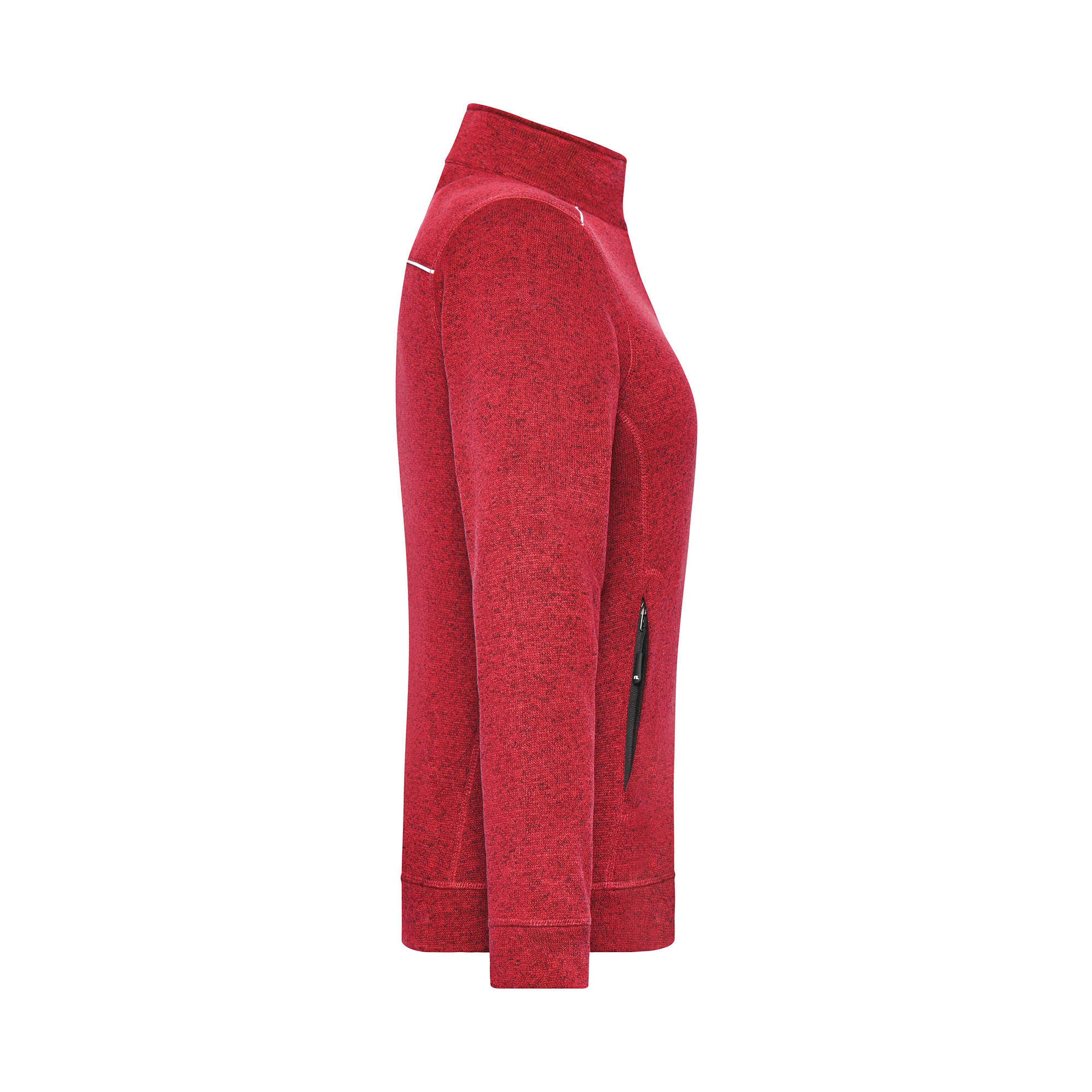 Damen-Strickfleecejacke Solid, rot meliert/schwarz
