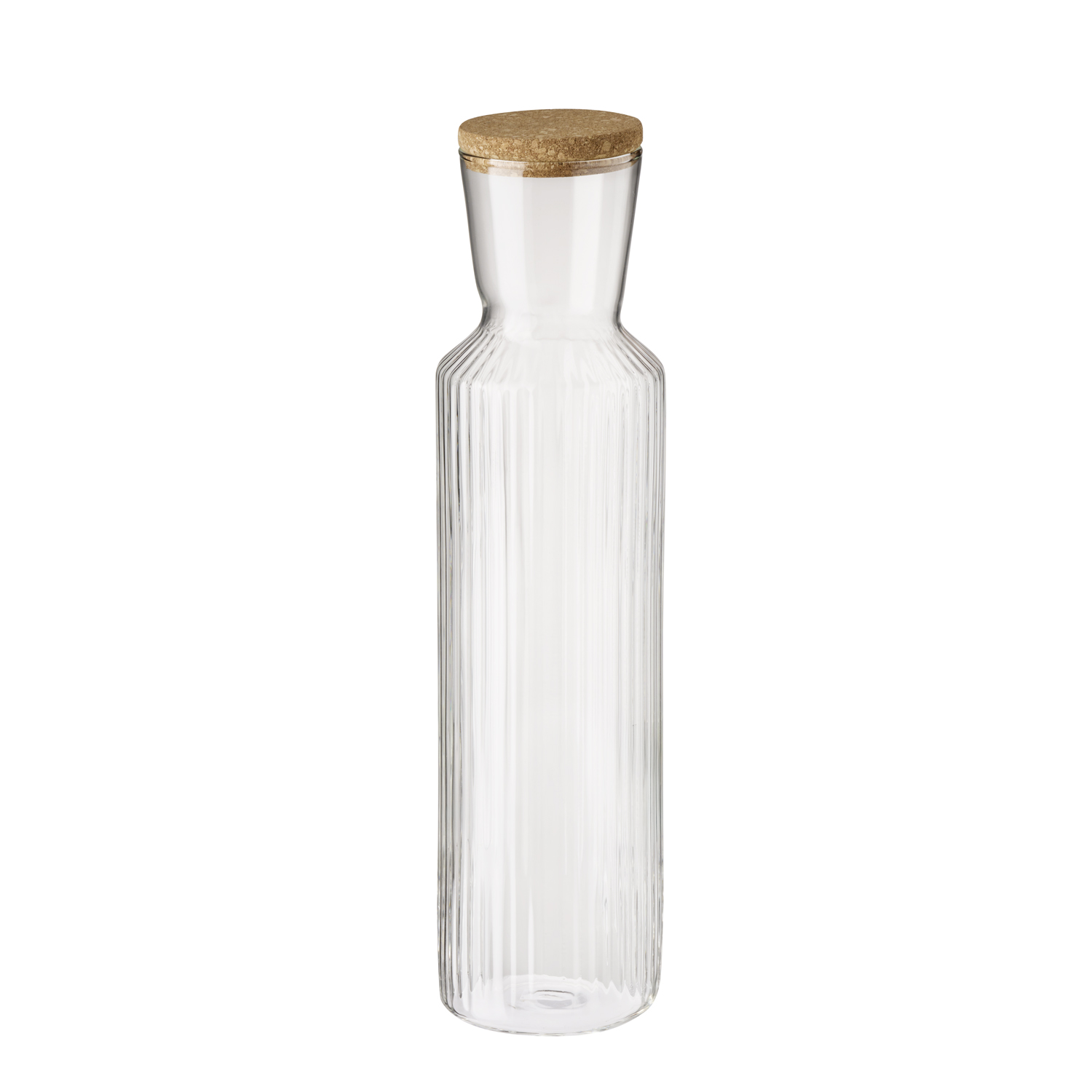 Glaskaraffe LINES mit Deckel aus Kork, ø 9 cm, H: 35 cm, 1,5l