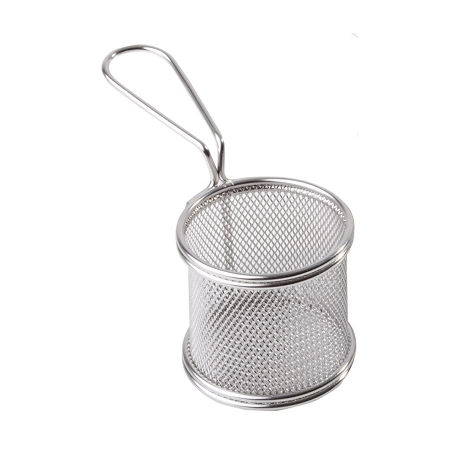 Servier-Frittierkorb -SNACKHOLDER- Ø 8 cm, H: 7,5 cm, Griff 9 cm, Edelstahl 