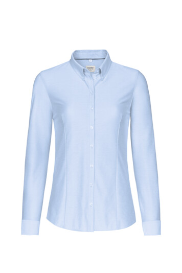 Damenbluse Natural Stretch, Langarm, ozeanblau