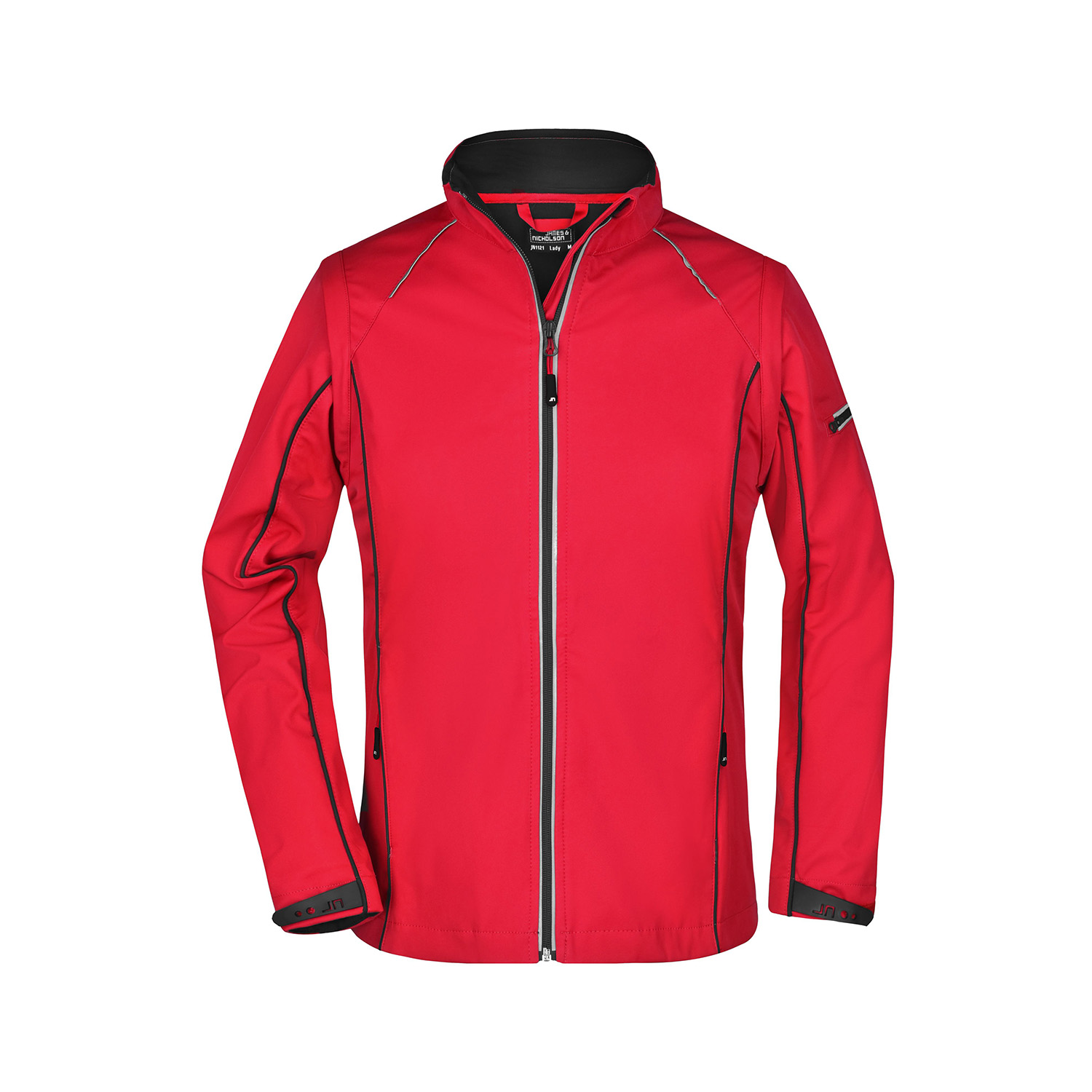 Damen-Softshelljacke Zip-Off, rot/schwarz
