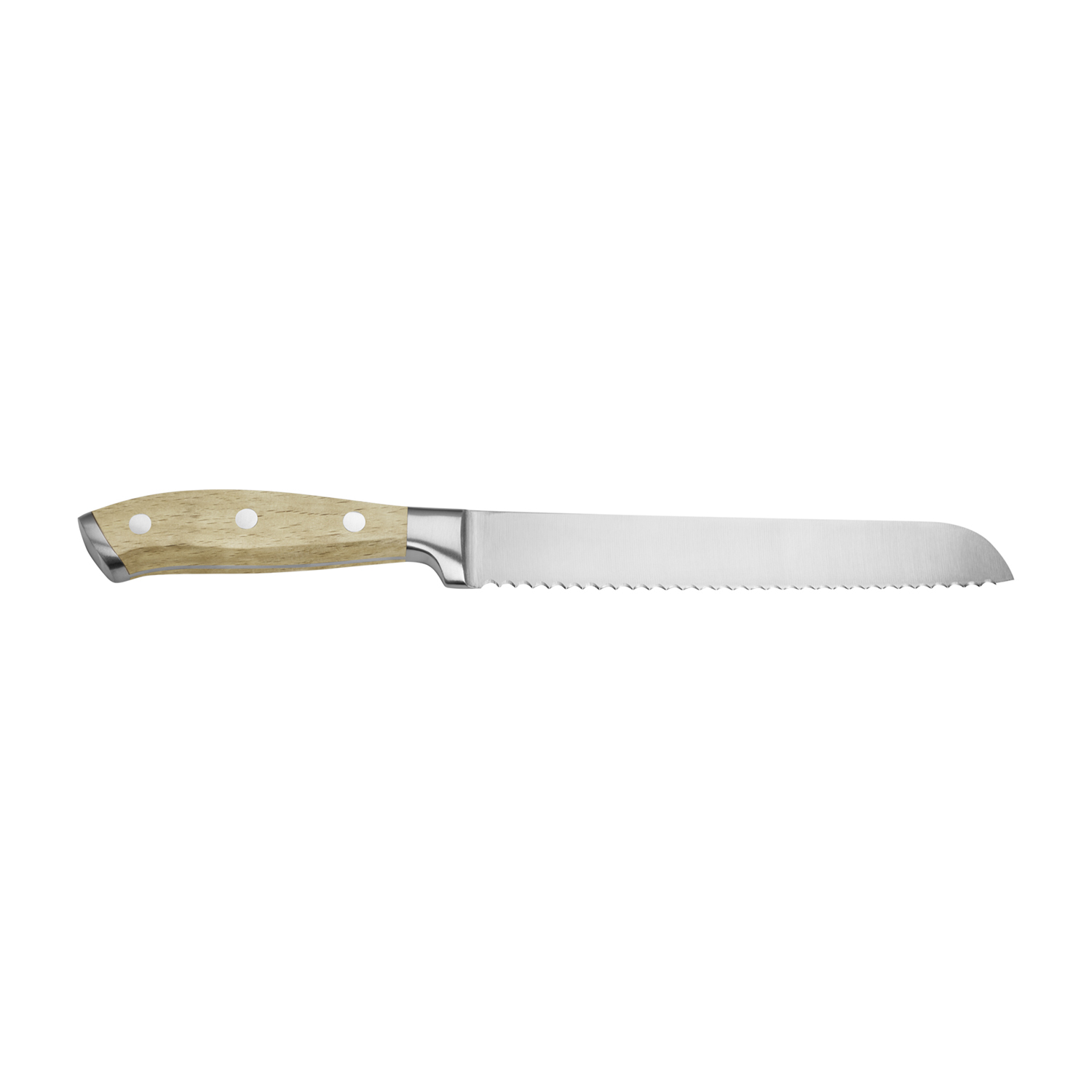 Brotmesser Edelstahl, Griff aus Buchenholz, Gesamtlänge 34 cm