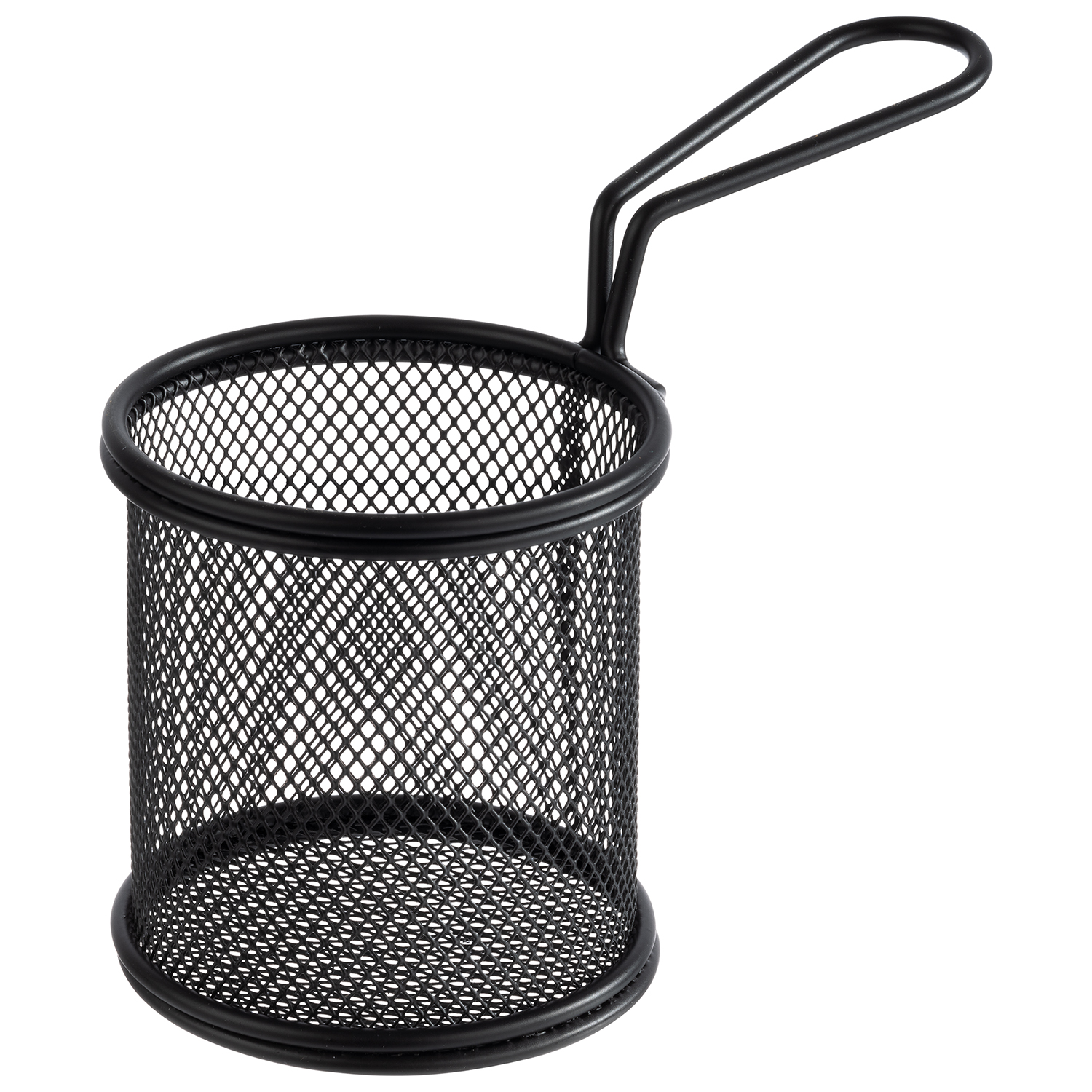 Servier-Frittierkorb -SNACKHOLDER- Ø 9 cm, H: 8,5 cm; Griff 9 cm, Edelstahl, schwarz matt