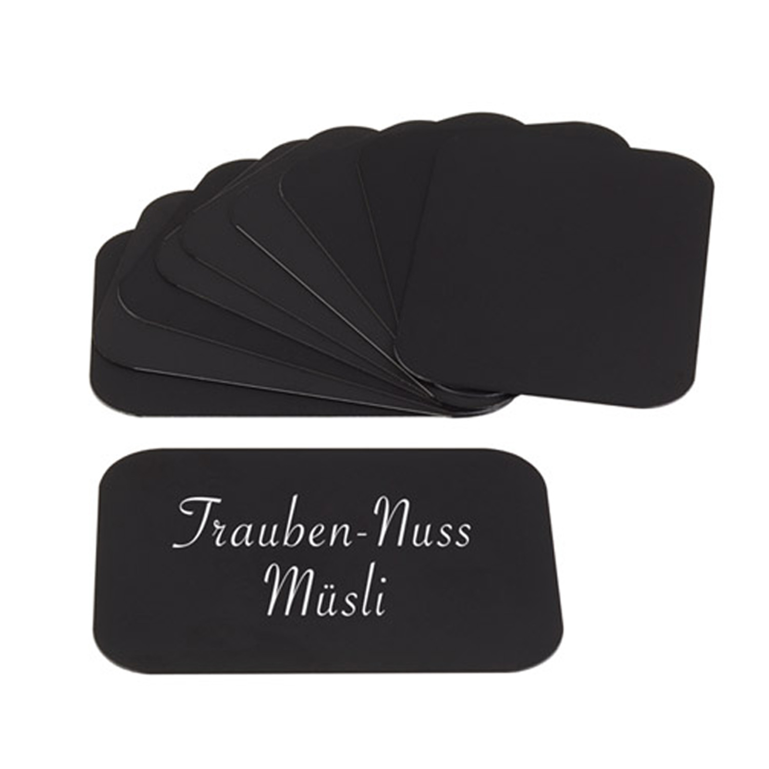 Beschriftungskarten, 10er Set 7,5 x 5 cm, Stärke: 0,4 mm PVC, schwarz 