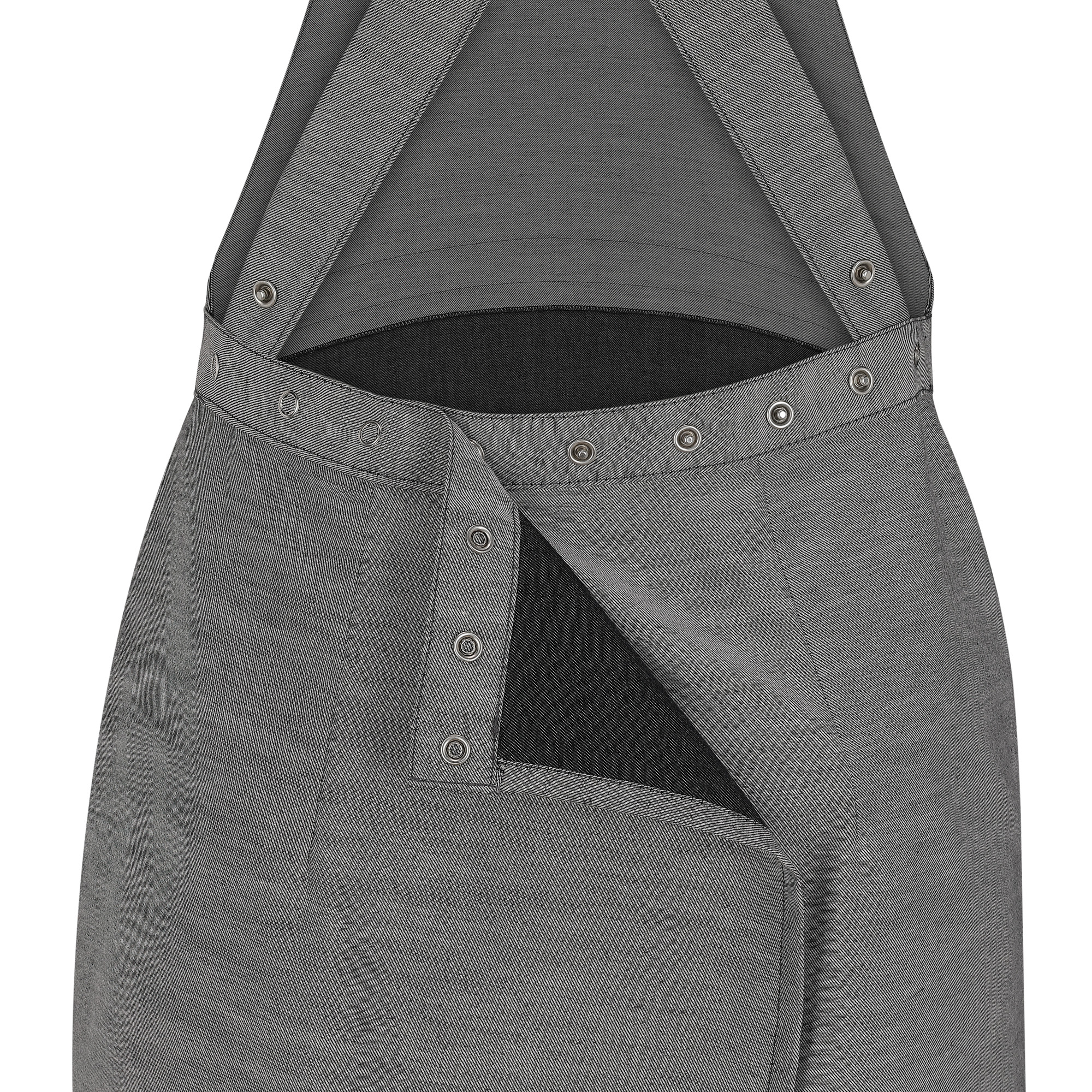 Rock-Trägerschürze 90 cm, Jeanslook hellgrau, gekreuzte Bindebänder im Rücken,