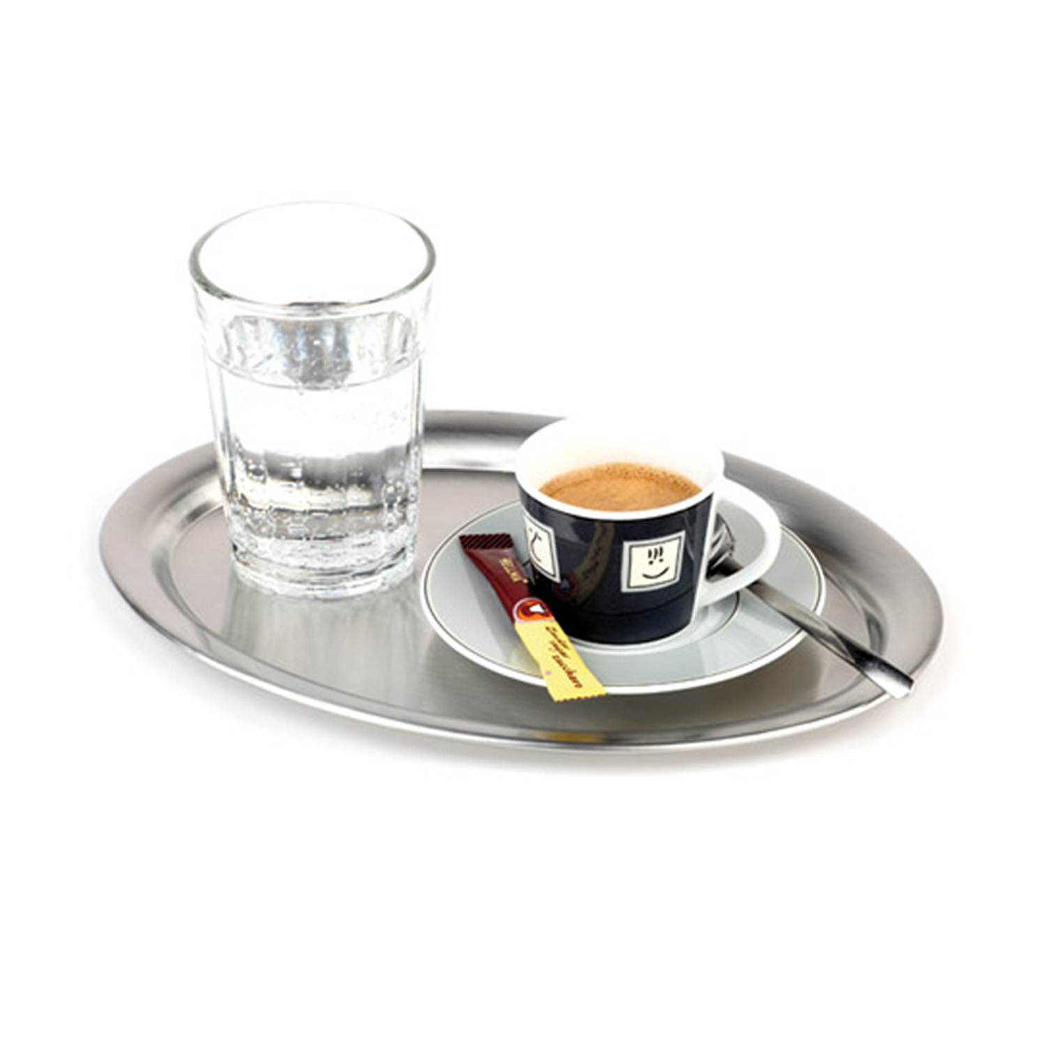 Serviertablett -KAFFEEHAUS- 26,5 x 19,5 cm, H: 0,5 cm 18/8 Edelstahl, mattiert 