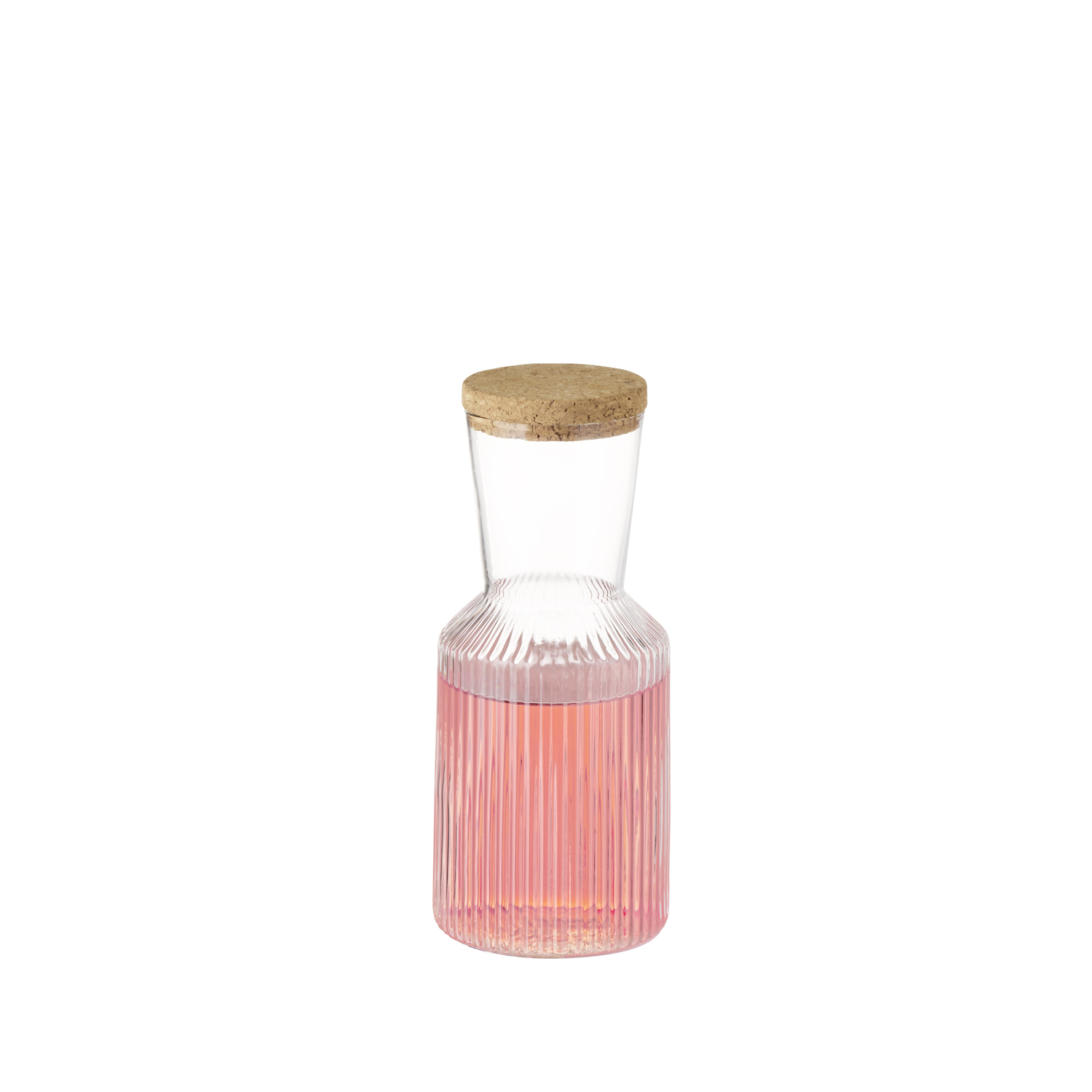 Glaskaraffe LINES mit Deckel aus Kork, ø 9 cm, H: 19,5 cm, 0,5l